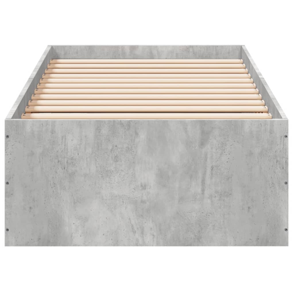 betonszürke szerelt fa ágykeret 75 x 190 cm