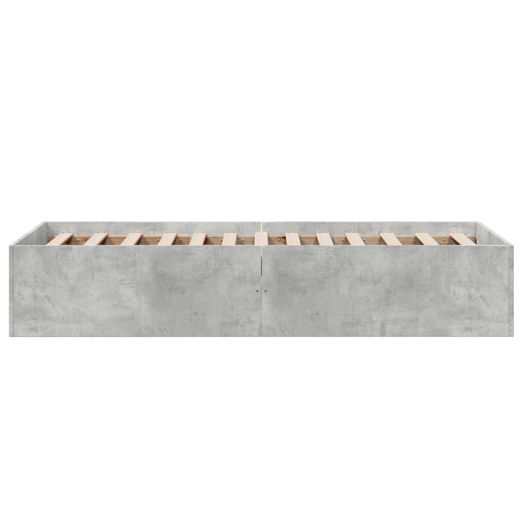 betonszürke szerelt fa ágykeret 75 x 190 cm