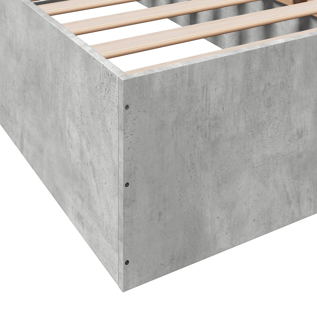 betonszürke szerelt fa ágykeret 75 x 190 cm