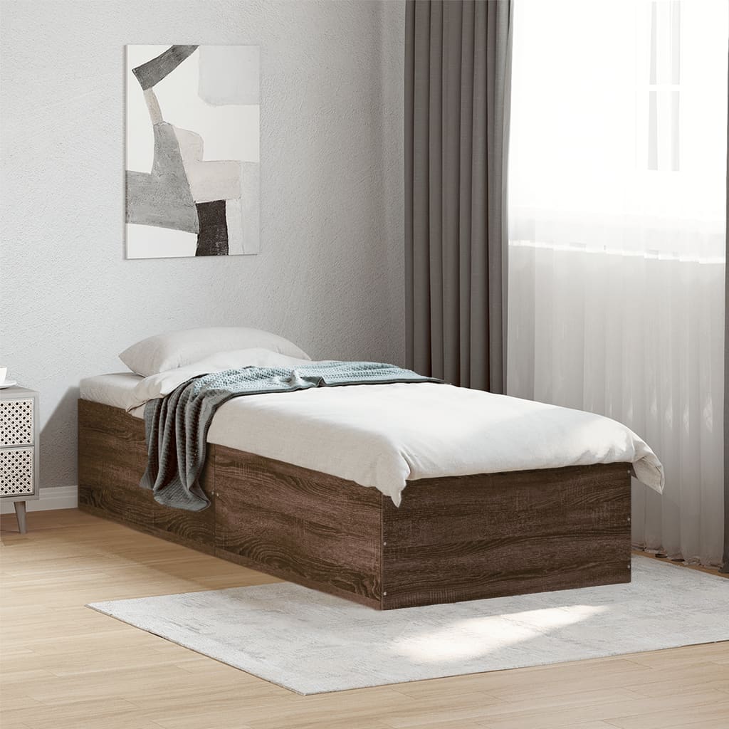 barna tölgy színű szerelt fa ágykeret matrac nélkül 75x190 cm
