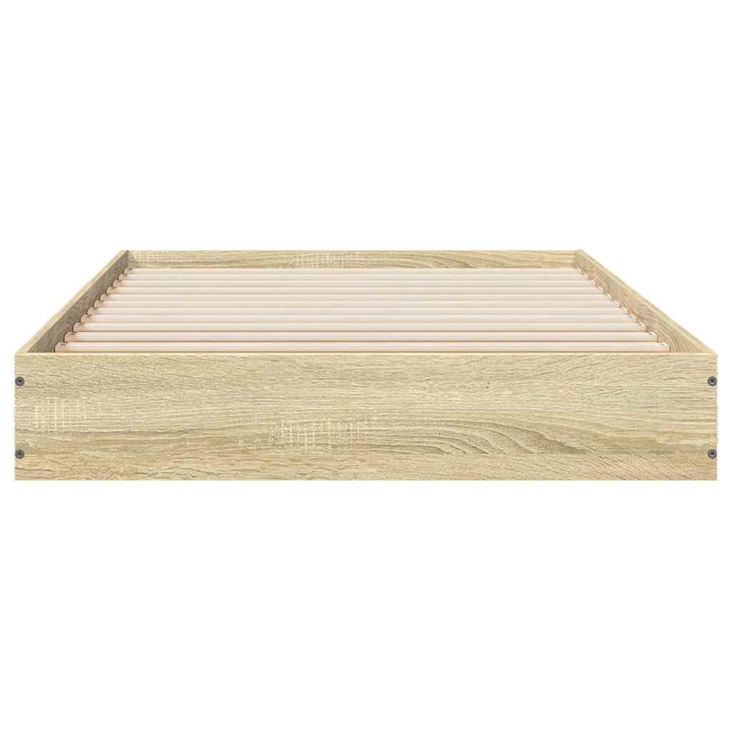sonoma tölgy színű szerelt fa ágykeret matrac nélkül 75x190 cm