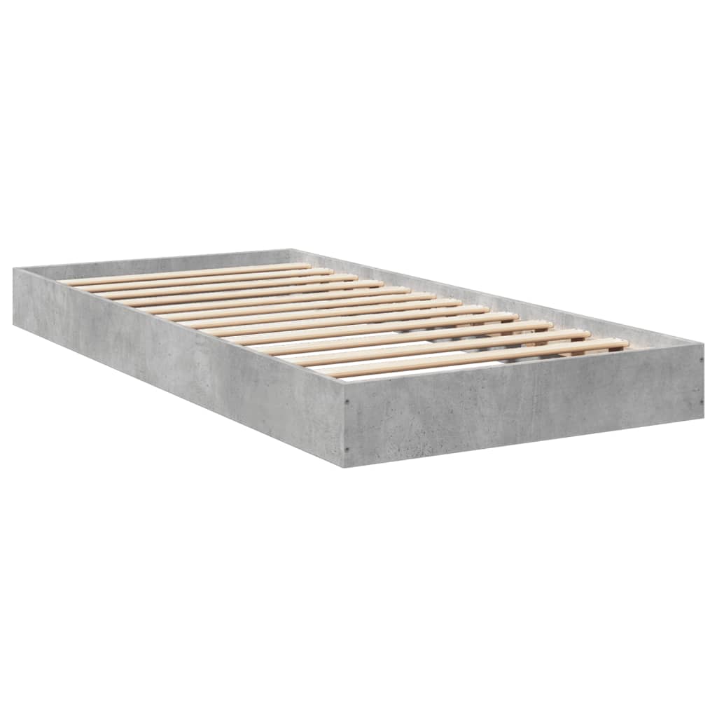 betonszürke szerelt fa ágykeret 75 x 190 cm