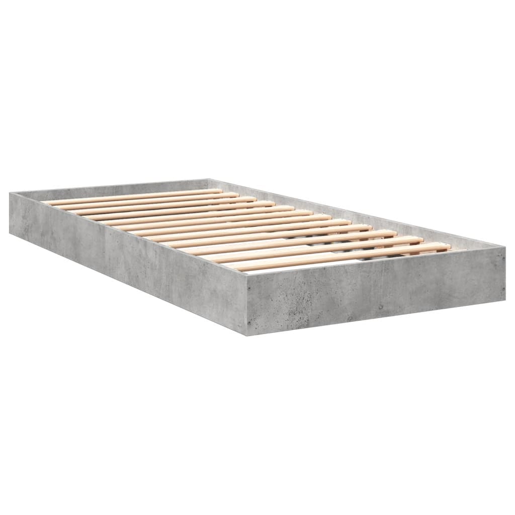 betonszürke szerelt fa ágykeret 75 x 190 cm