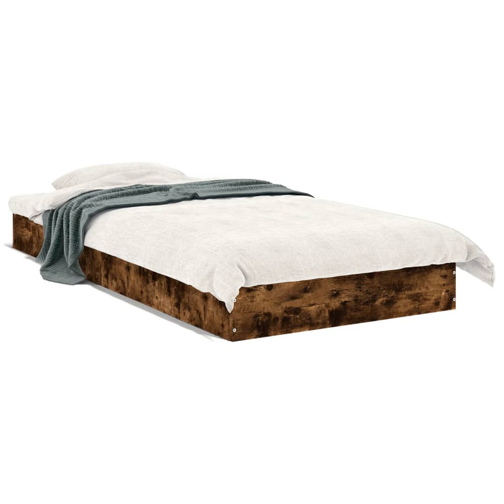 füstös tölgy színű szerelt fa ágykeret matrac nélkül 75x190 cm