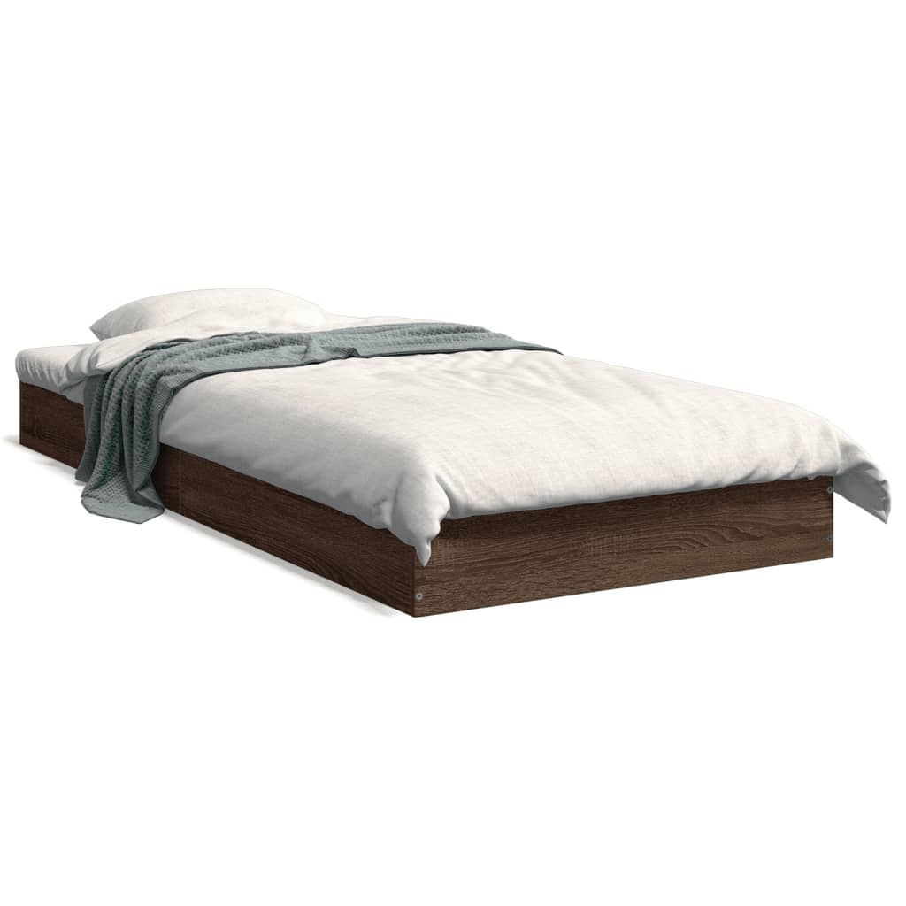 barna tölgy színű szerelt fa ágykeret matrac nélkül 75x190 cm