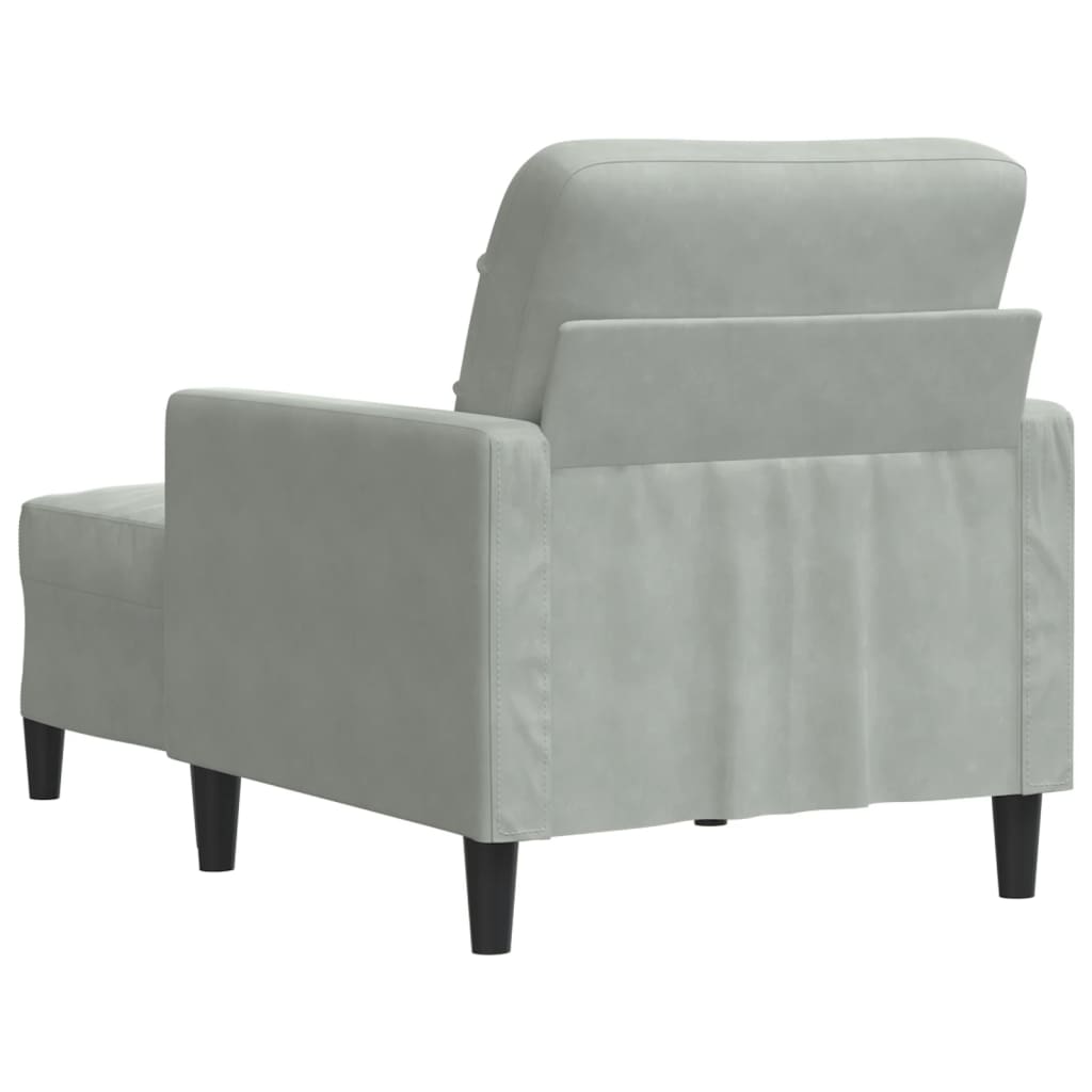 világosszürke bársony kanapéfotel lábtartóval 60 cm