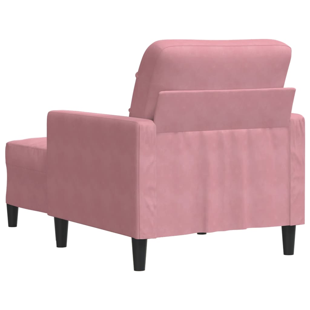 rózsaszín bársony kanapéfotel lábtartóval 60 cm