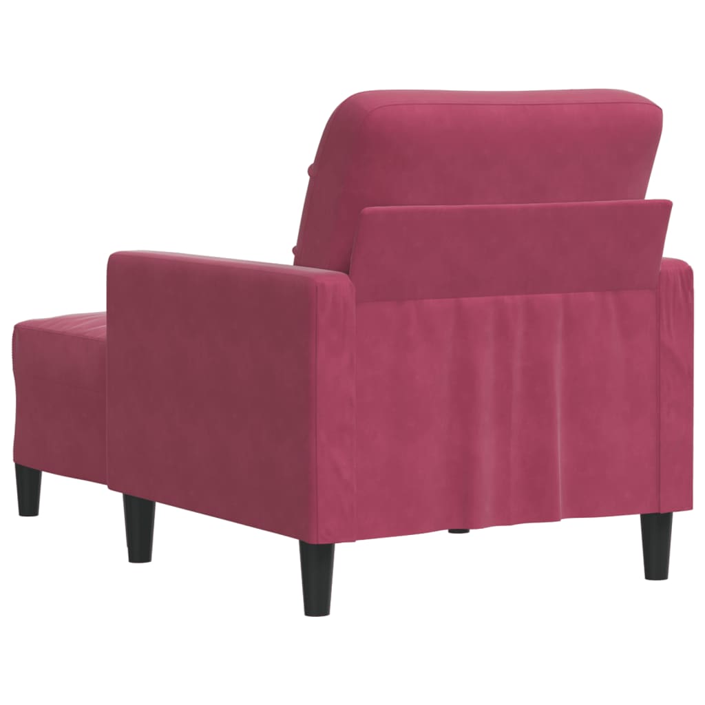 bordó bársony kanapéfotel lábtartóval 60 cm