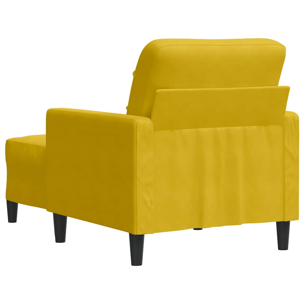 sárga bársony kanapéfotel lábtartóval 60 cm