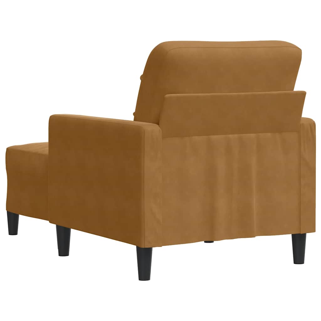 barna bársony kanapéfotel lábtartóval 60 cm