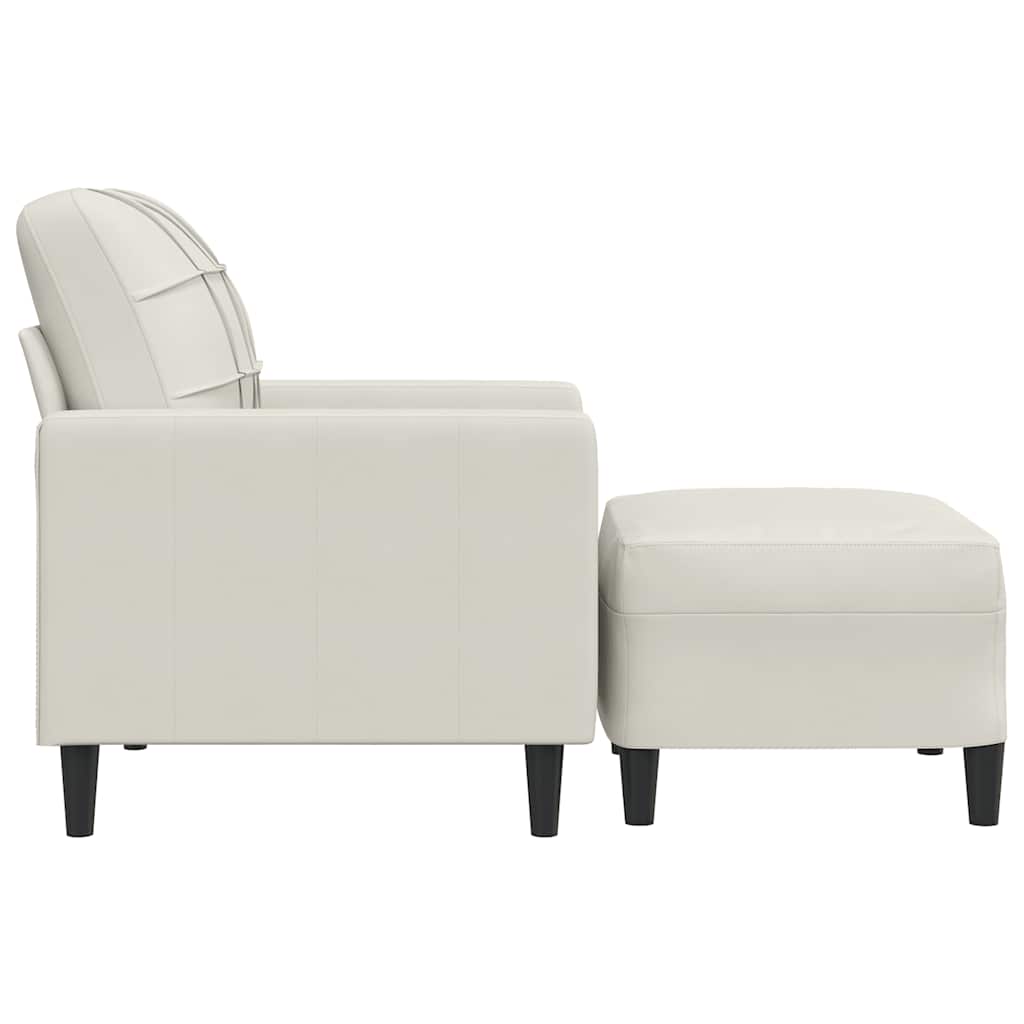 krémszínű bársony kanapéfotel lábtartóval 60 cm