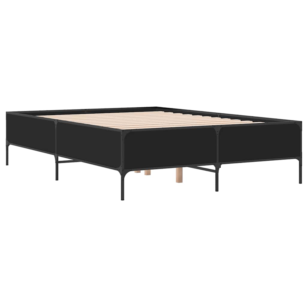 fekete szerelt fa és fém ágykeret 120 x 200 cm