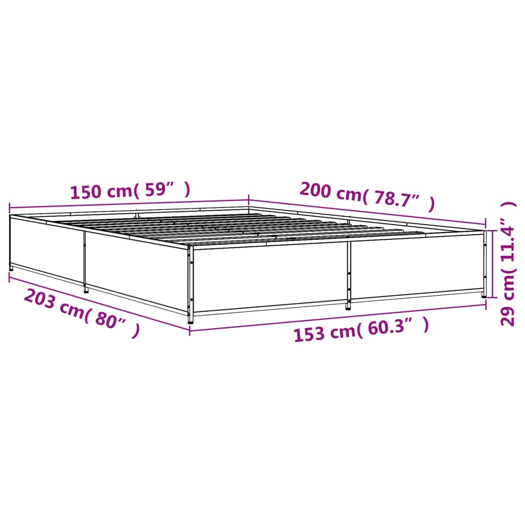 fekete szerelt fa és fém ágykeret 150 x 200 cm
