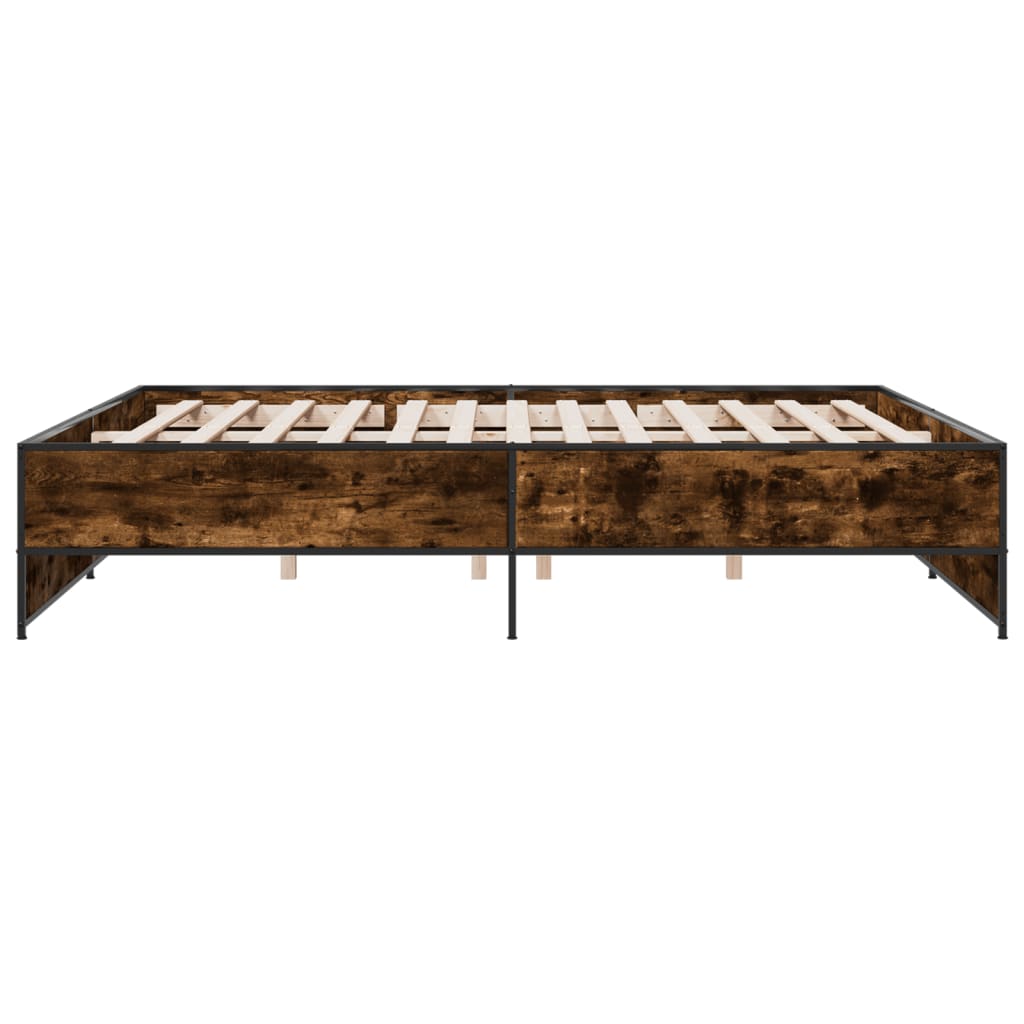 füstös tölgy színű szerelt fa és fém ágykeret 180 x 200 cm