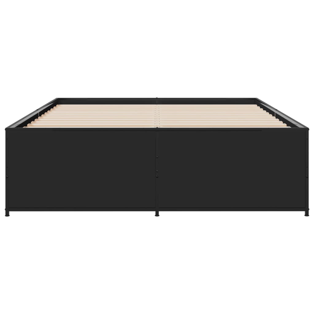 fekete szerelt fa és fém ágykeret 120 x 200 cm