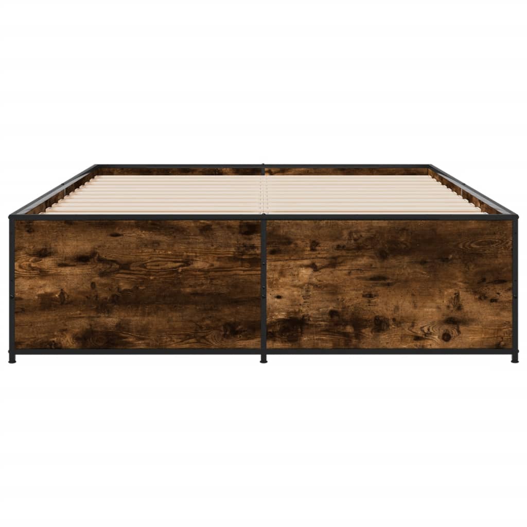 füstös tölgy színű szerelt fa és fém ágykeret 120 x 200 cm