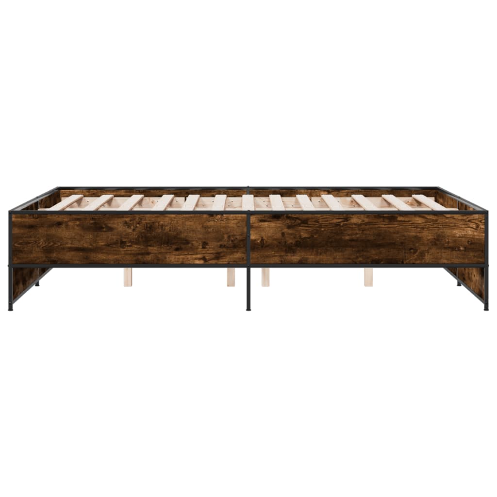 füstös tölgy színű szerelt fa és fém ágykeret 120 x 200 cm