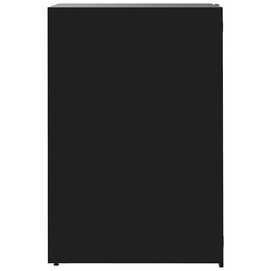 fekete acél kerekes tároló 3 szemeteskukához 207 x 79 x 117 cm