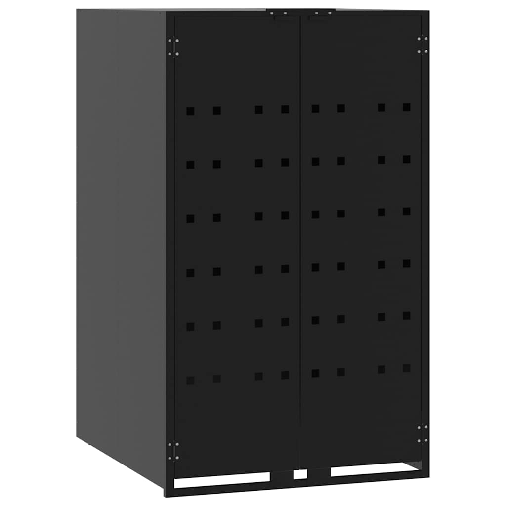 fekete acél kerekes tároló 5 szemeteskukához 345 x 79 x 117 cm