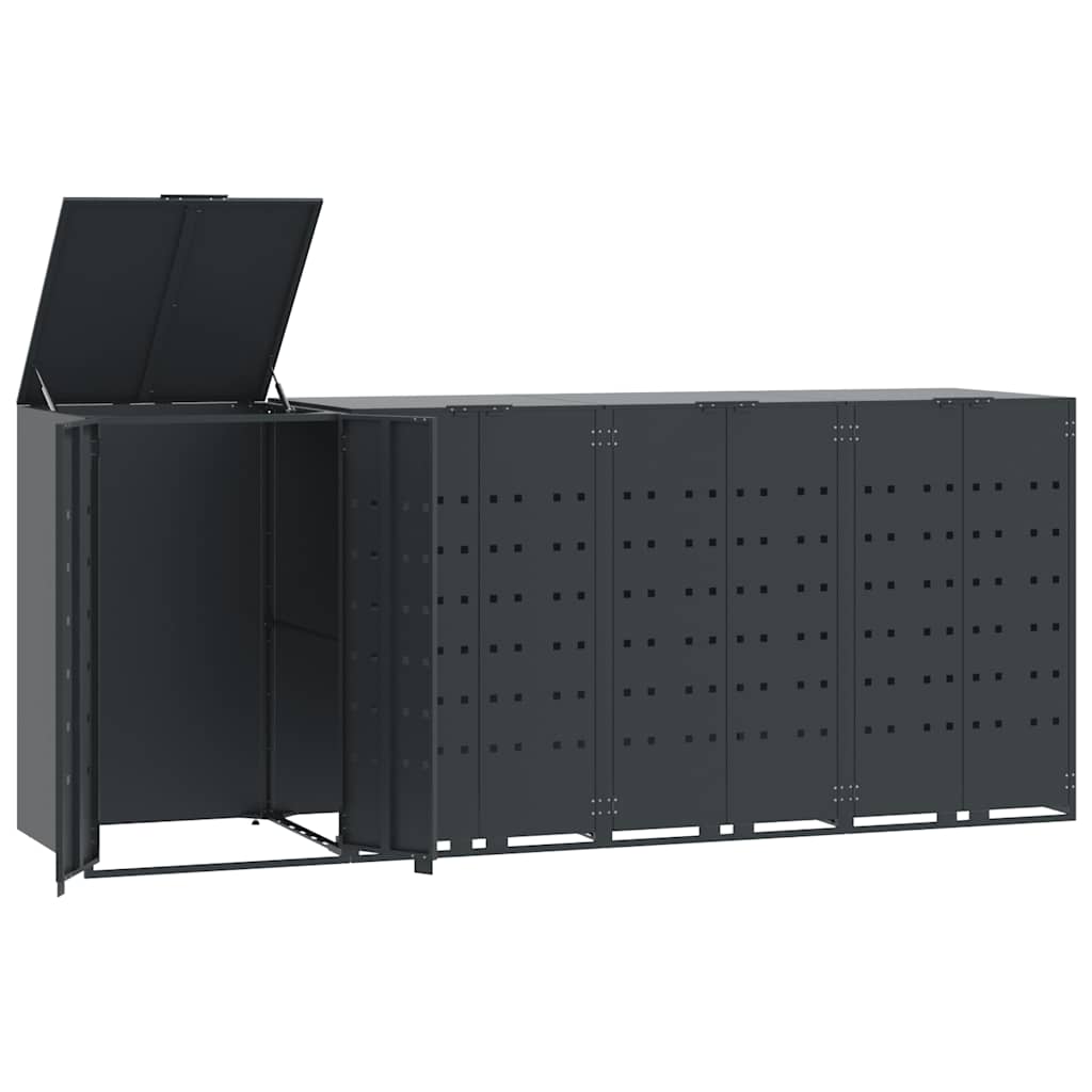 antracit acél tároló 4 szemeteskukához 276 x 79 x 117 cm