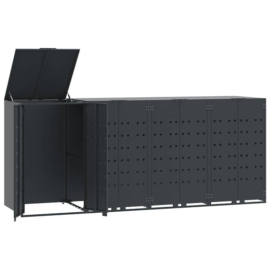 antracit acél tároló 4 szemeteskukához 276 x 79 x 117 cm