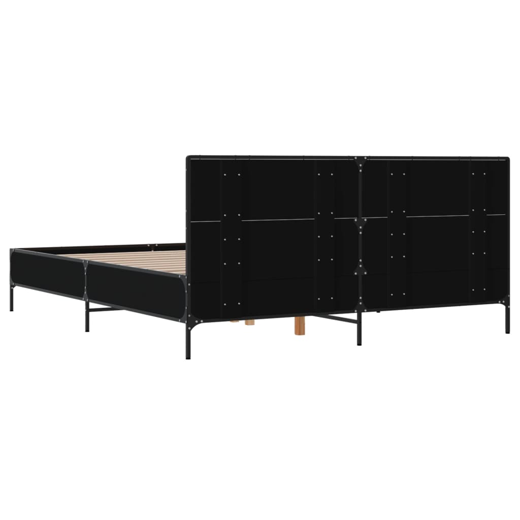 fekete szerelt fa és fém ágykeret 120 x 200 cm