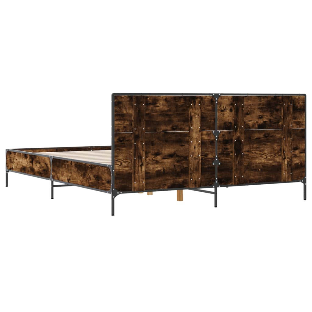 füstös tölgy színű szerelt fa és fém ágykeret 120 x 200 cm