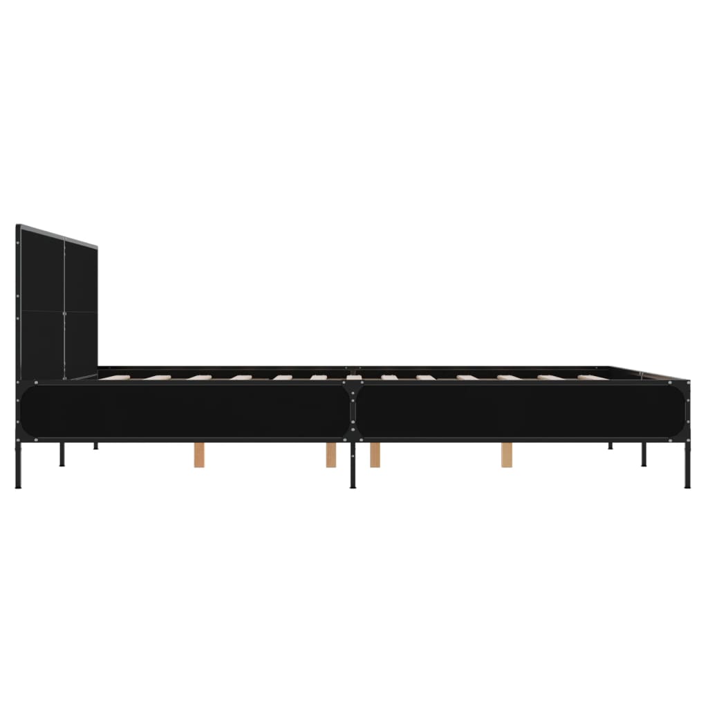 fekete szerelt fa és fém ágykeret 160 x 200 cm