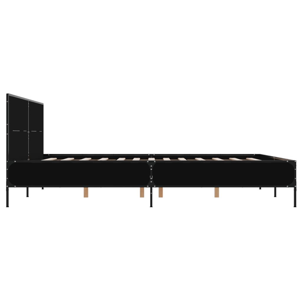 fekete szerelt fa és fém ágykeret 135 x 190 cm