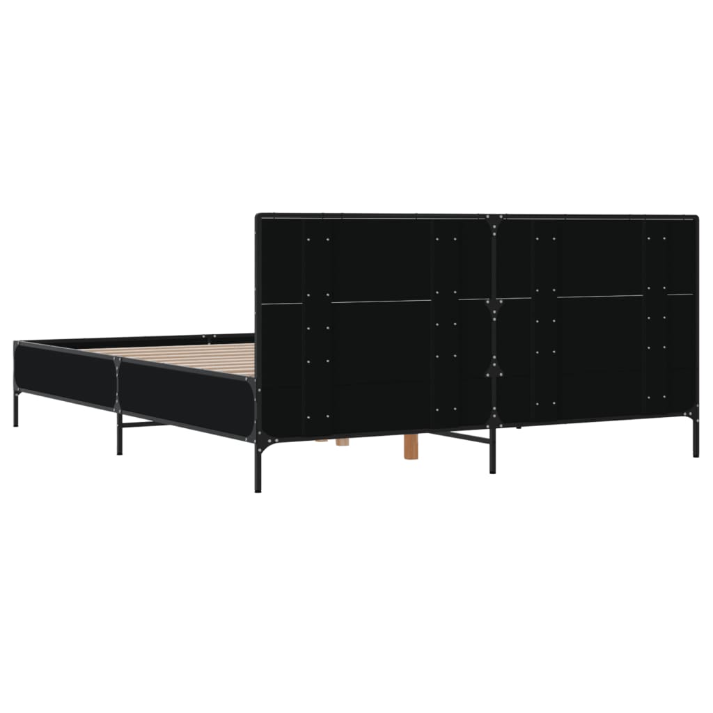 fekete szerelt fa és fém ágykeret 135 x 190 cm