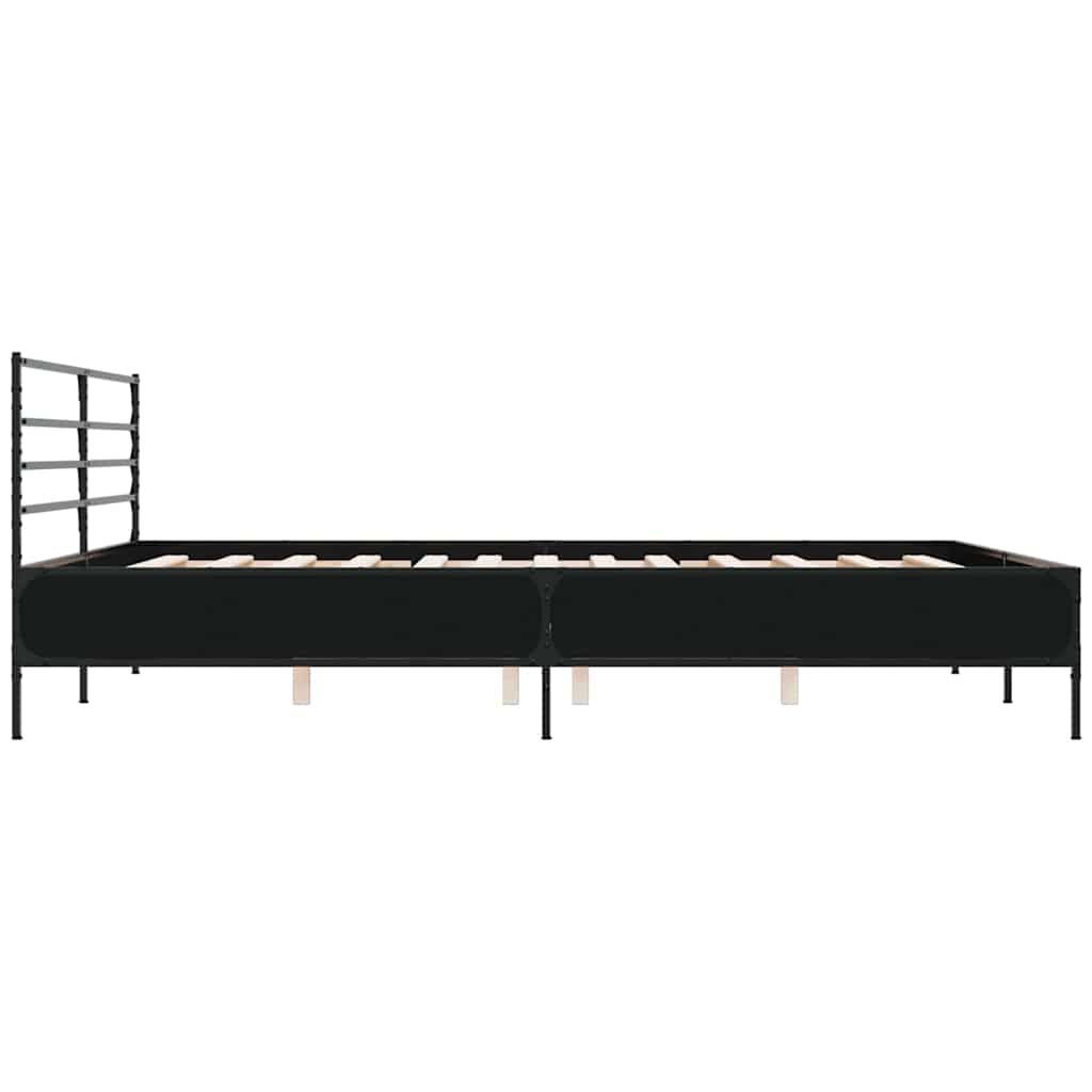 fekete szerelt fa és fém ágykeret 200 x 200 cm