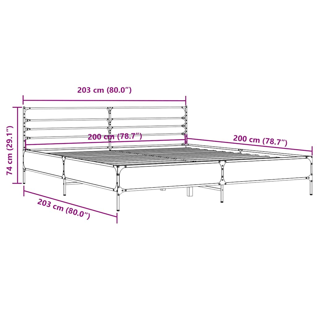 fekete szerelt fa és fém ágykeret 200 x 200 cm