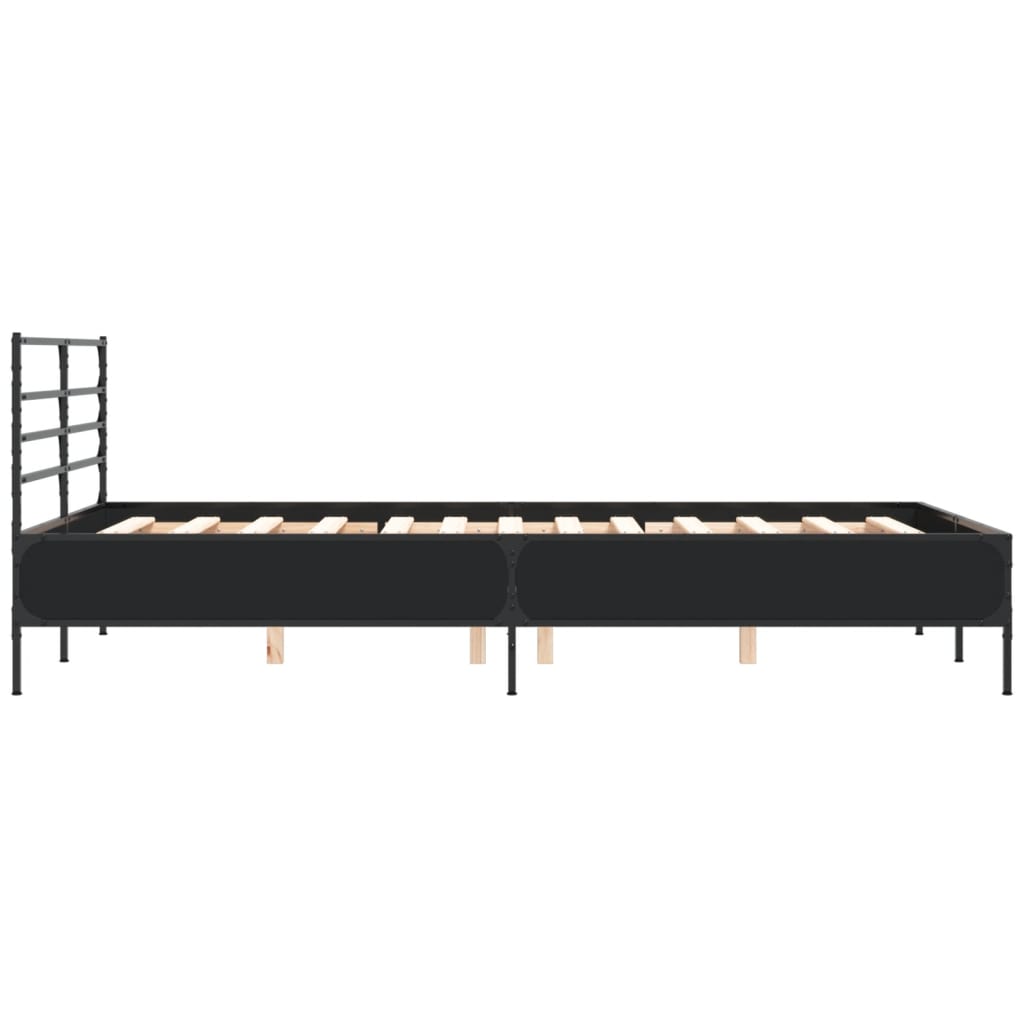 fekete szerelt fa és fém ágykeret 135 x 190 cm
