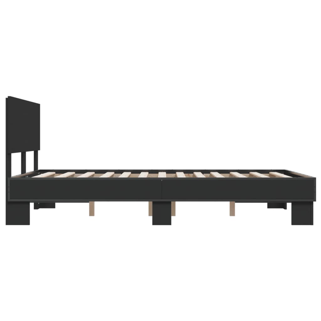 fekete szerelt fa és fém ágykeret 120 x 200 cm