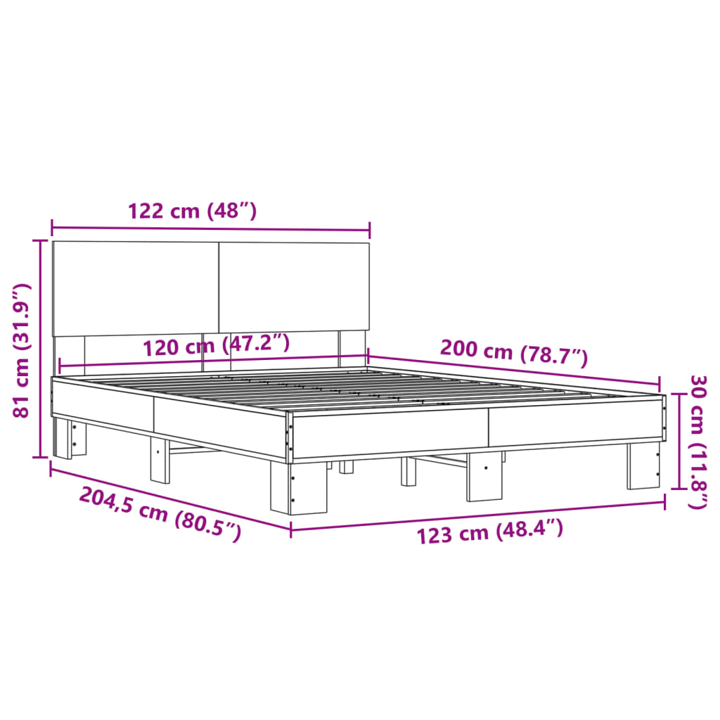 fekete szerelt fa és fém ágykeret 120 x 200 cm