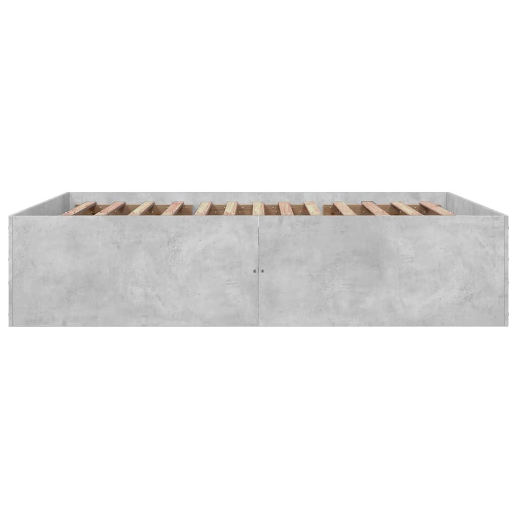 betonszürke szerelt fa ágykeret 150 x 200 cm