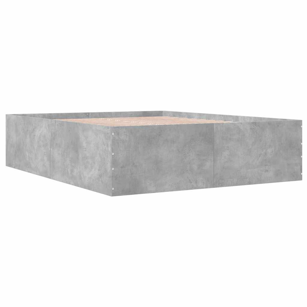 betonszürke szerelt fa ágykeret 150 x 200 cm