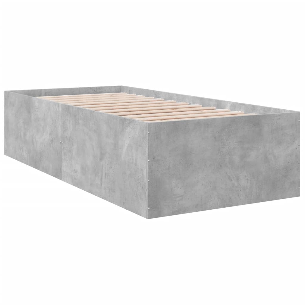 betonszürke szerelt fa ágykeret 100 x 200 cm