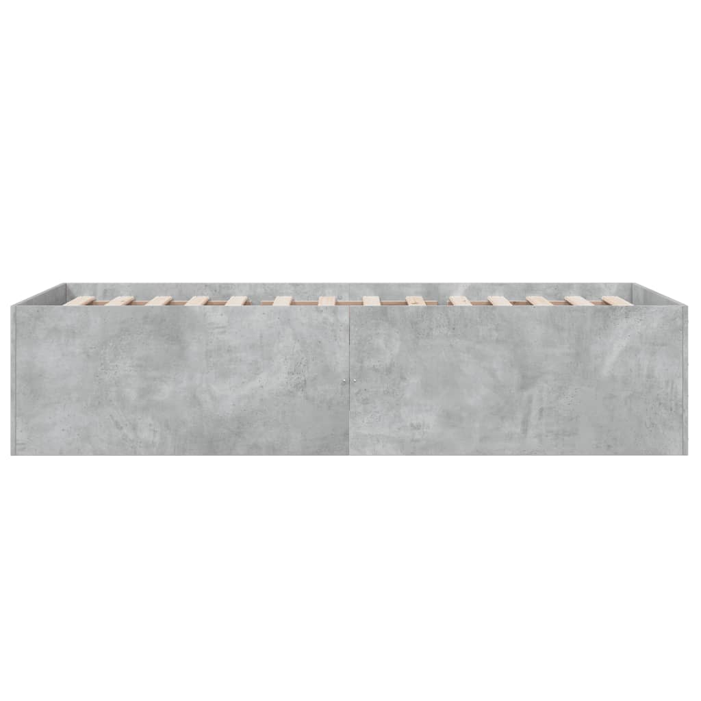 betonszürke szerelt fa ágykeret 100 x 200 cm