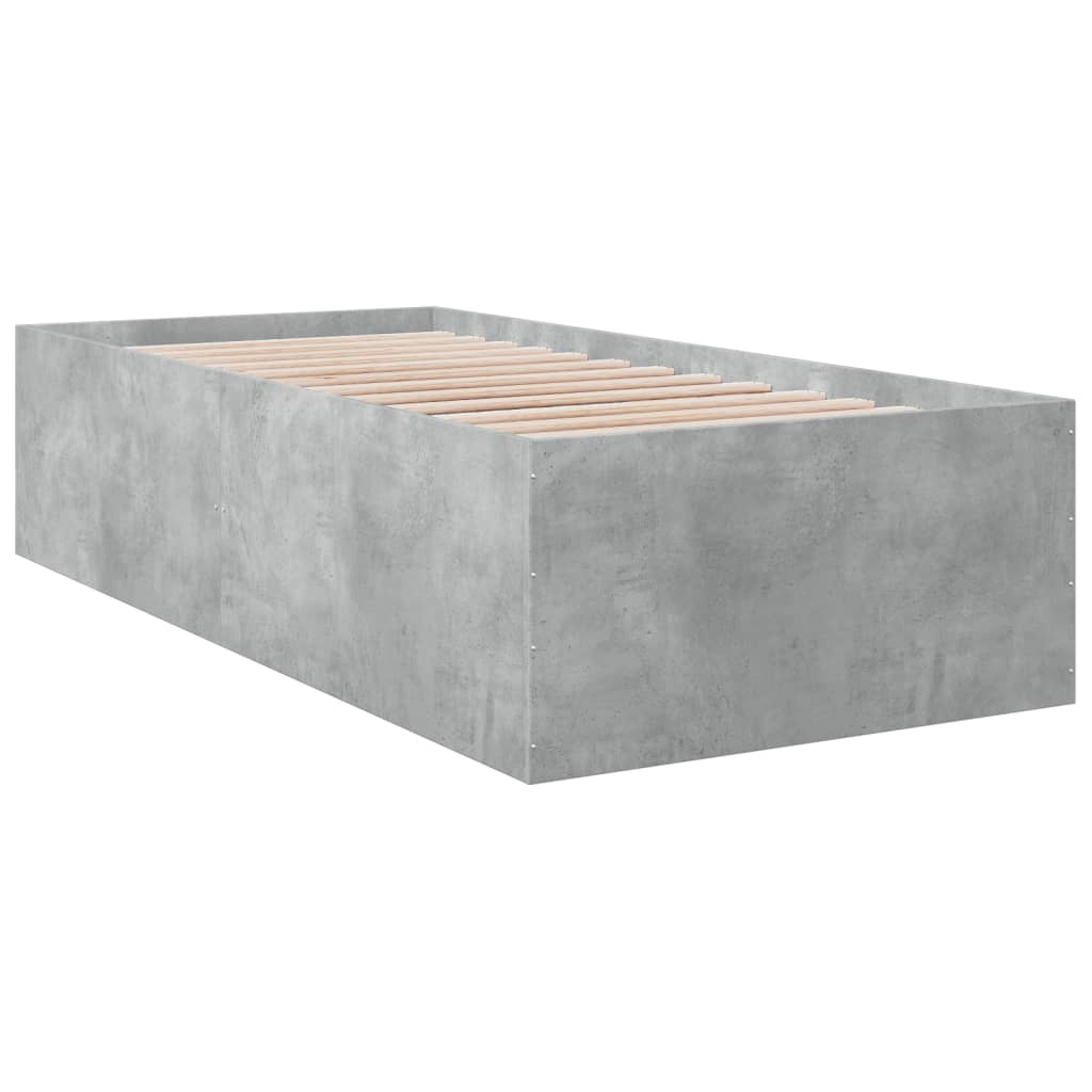betonszürke szerelt fa ágykeret 100 x 200 cm