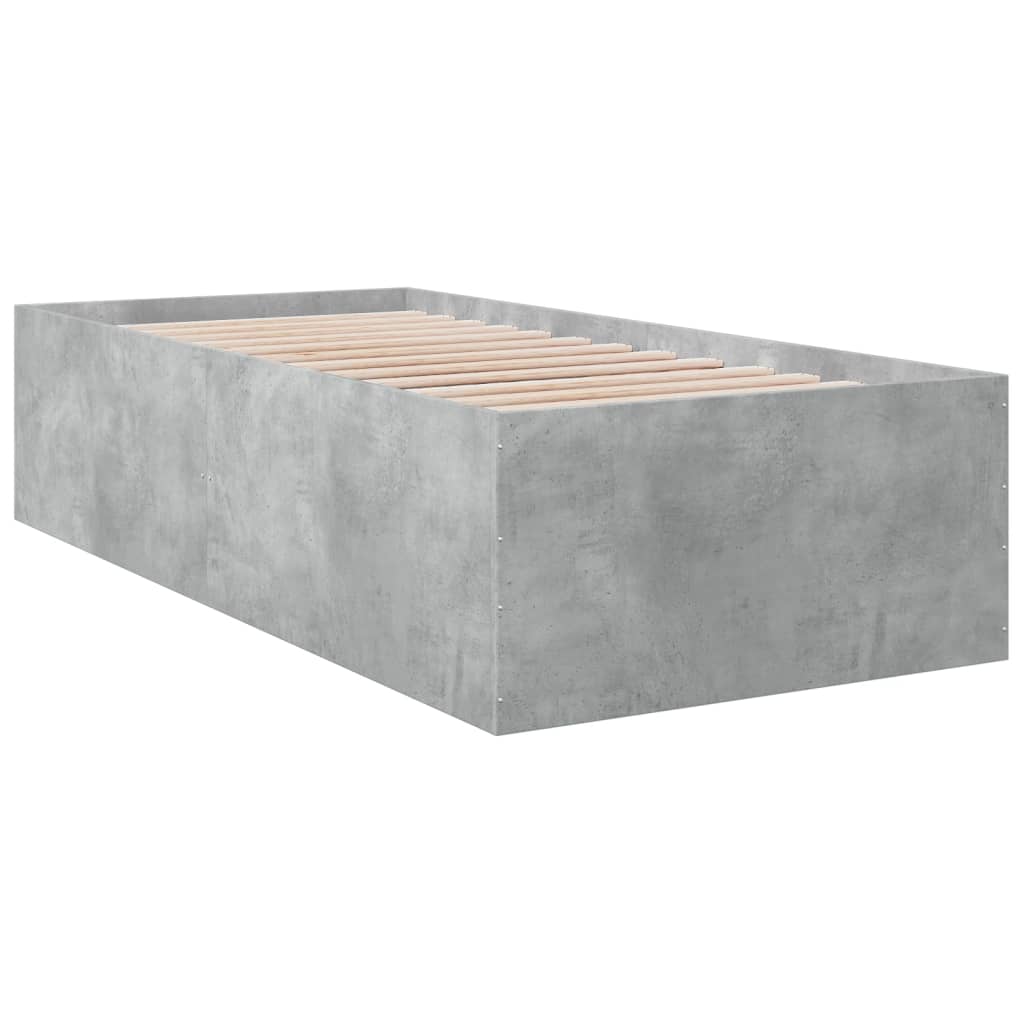 betonszürke szerelt fa ágykeret 90 x 190 cm