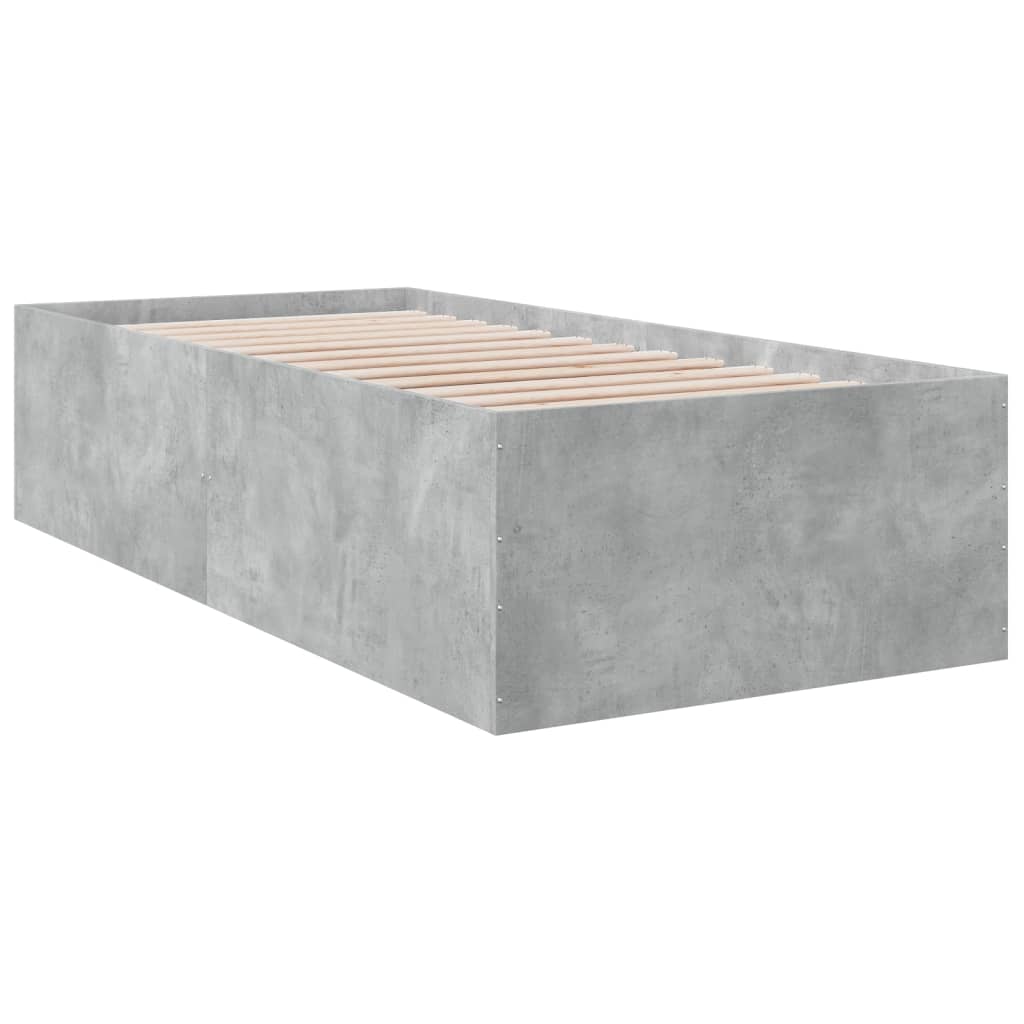 betonszürke szerelt fa ágykeret 75 x 190 cm