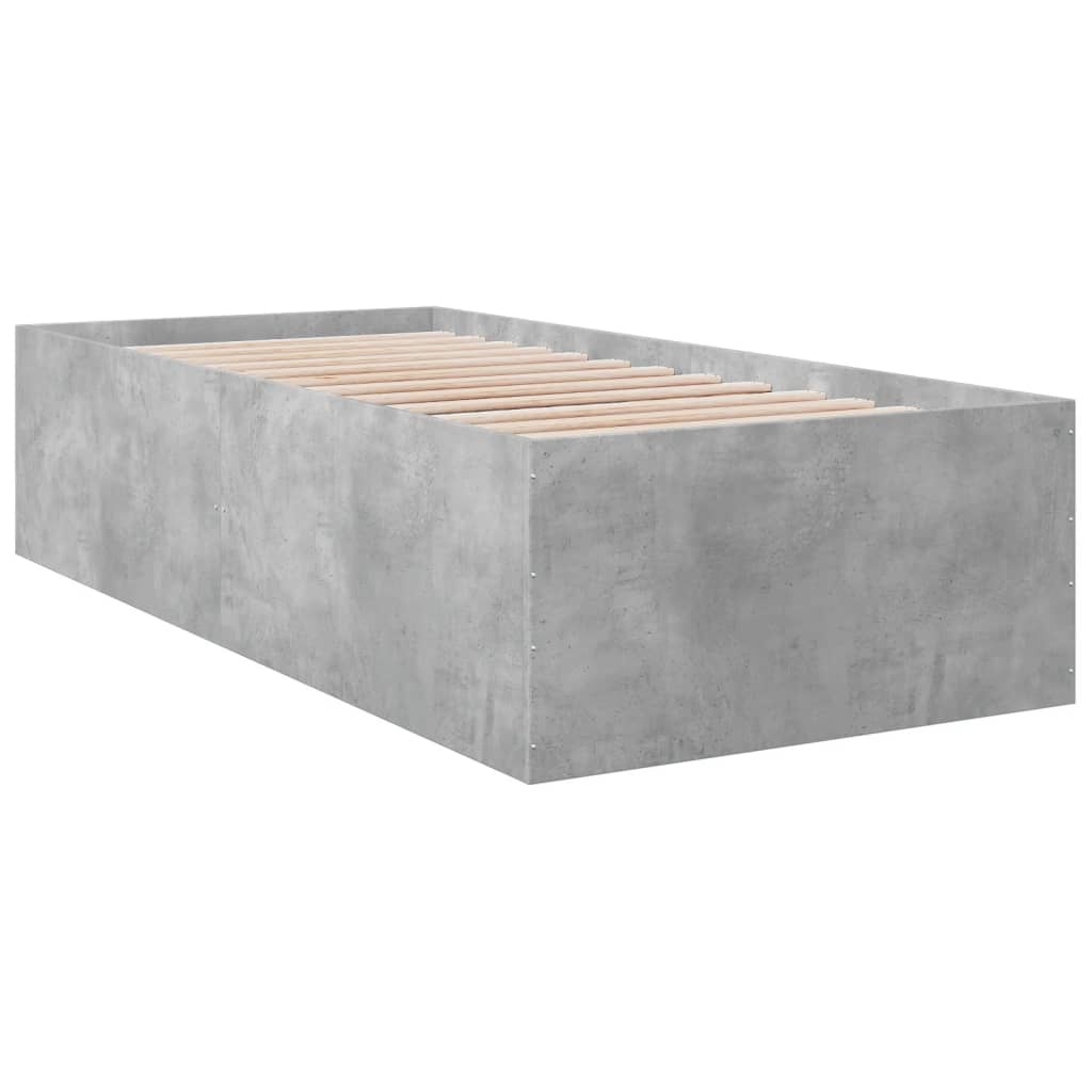 betonszürke szerelt fa ágykeret 75 x 190 cm
