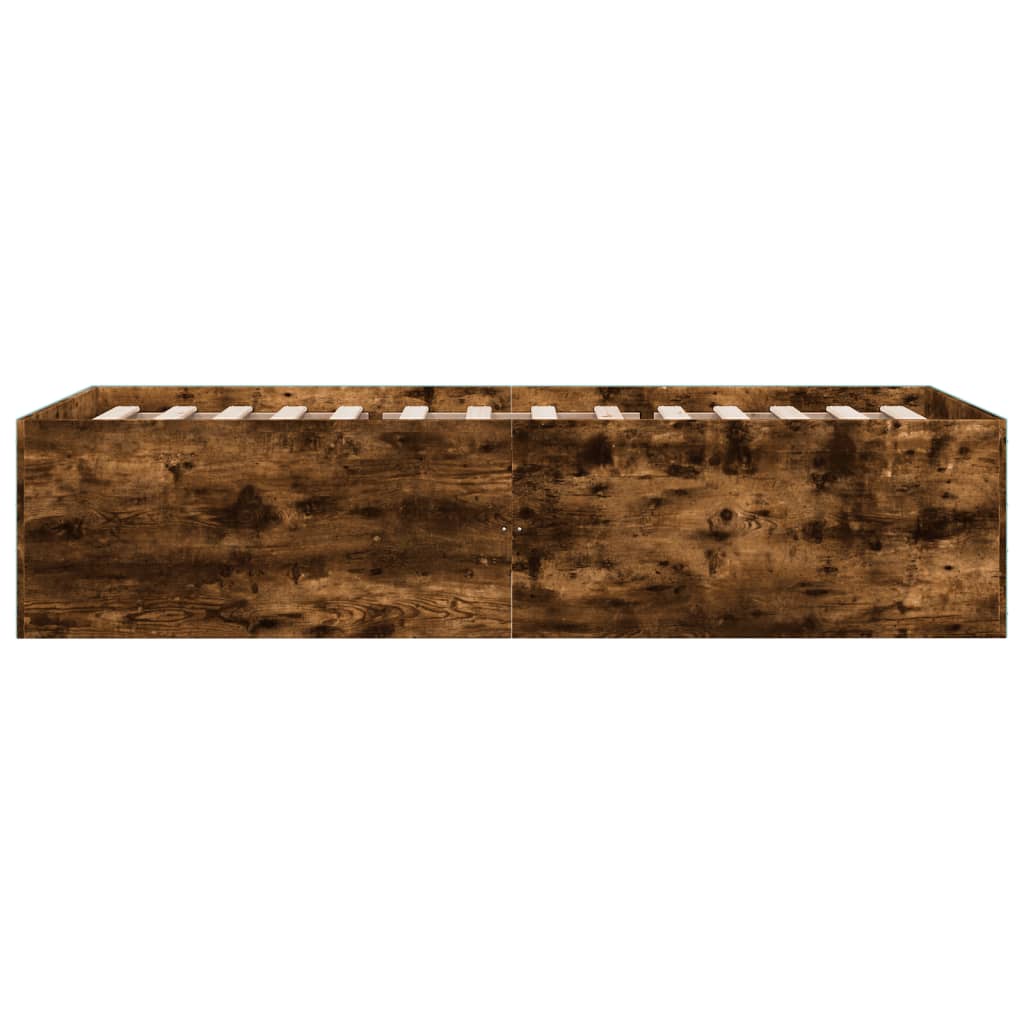 füstös tölgy színű szerelt fa ágykeret 75 x 190 cm