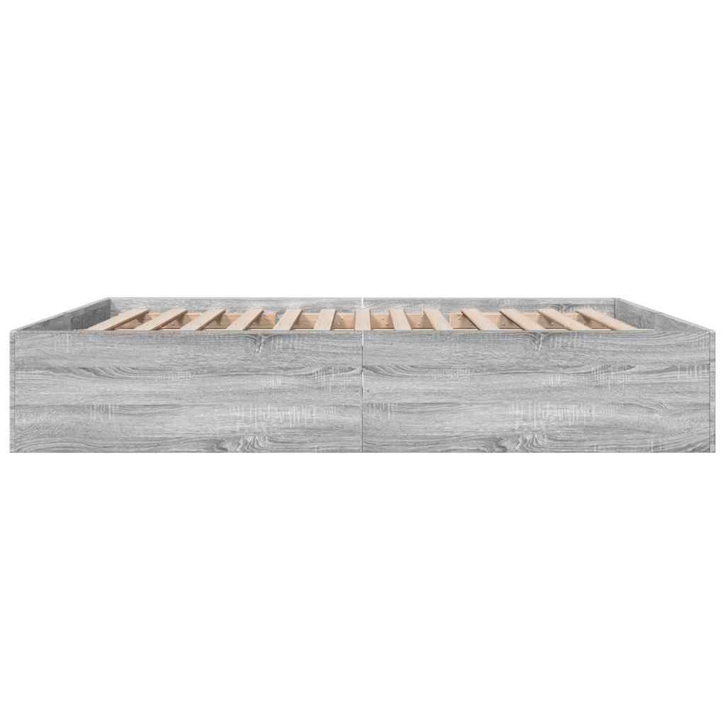 sonoma tölgyszínű szerelt fa ágykeret 200 x 200 cm