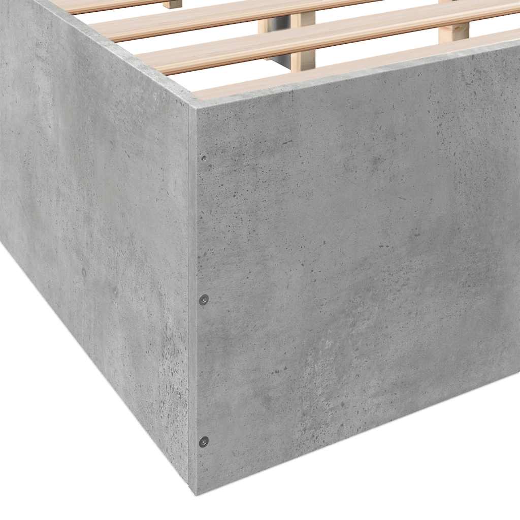 betonszürke szerelt fa ágykeret 150 x 200 cm