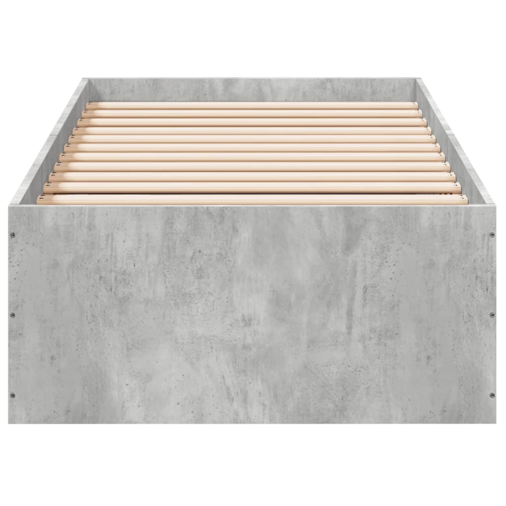 betonszürke szerelt fa ágykeret 100 x 200 cm