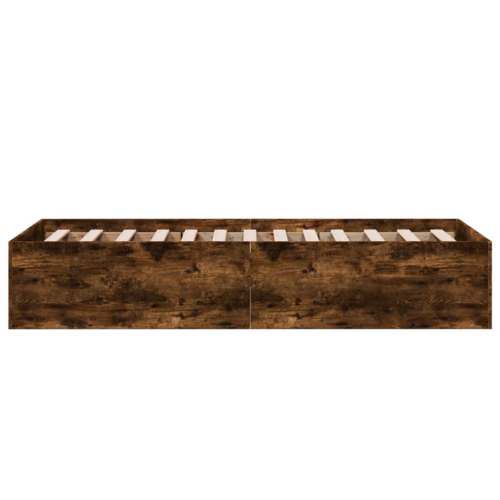 füstös tölgyszínű szerelt fa ágykeret 100 x 200 cm