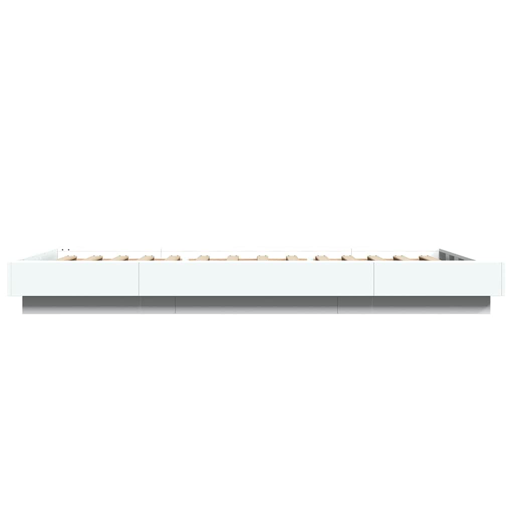 fehér szerelt fa ágykeret LED-világítással 100 x 200 cm