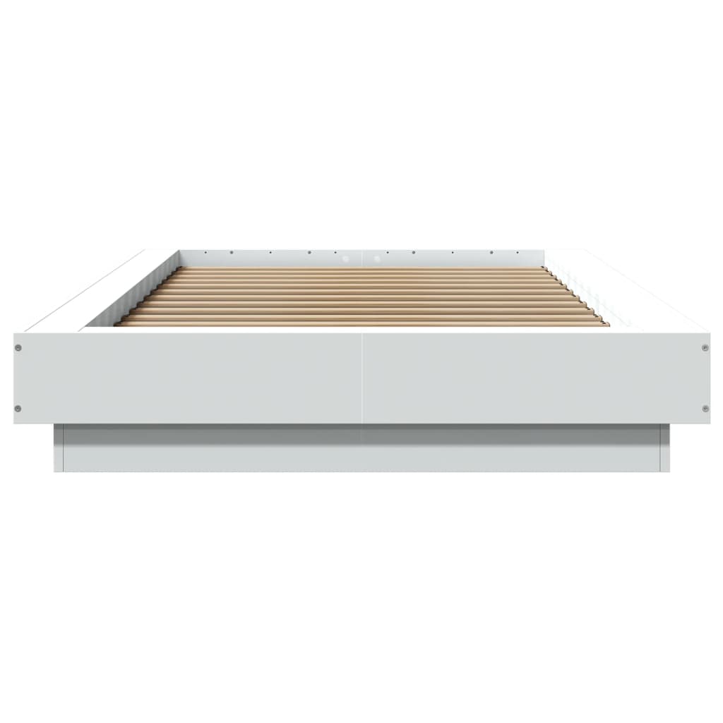 fehér szerelt fa ágykeret LED-del 90 x 200 cm